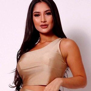 Gold One Shoulder Crop Top